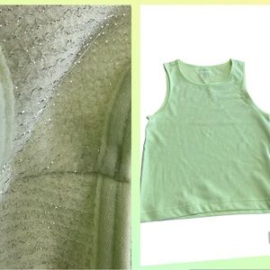 No Comment Contour Scoop Neck Shimmer Tank Top light green juniors size L